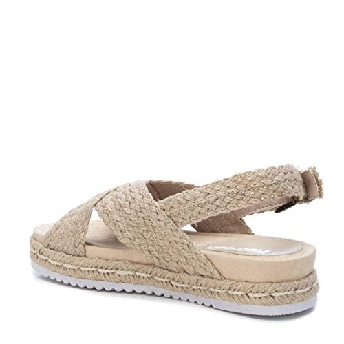 REFRESH - Sandalia para Mujer - Sandalia con Cierre de Hebilla - Tacón 4 cm - Color Beige - Talla 36