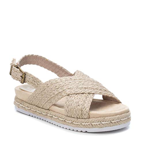REFRESH - Sandalia para Mujer - Sandalia con Cierre de Hebilla - Tacón 4 cm - Color Beige - Talla 36