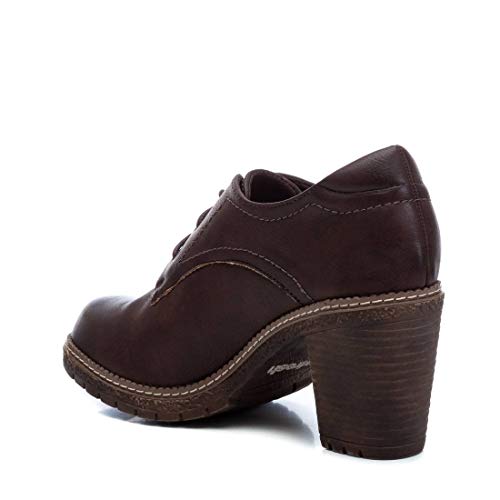 REFRESH - Zapato Abotinado con tacón Ancho para Mujer - Cierre con Cordones - Marron - 38 EU