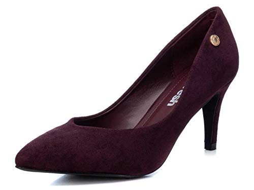 REFRESH - Zapato de salón de Antelina para Mujer - Tacón Fino 7cm - Burdeos - 37 EU