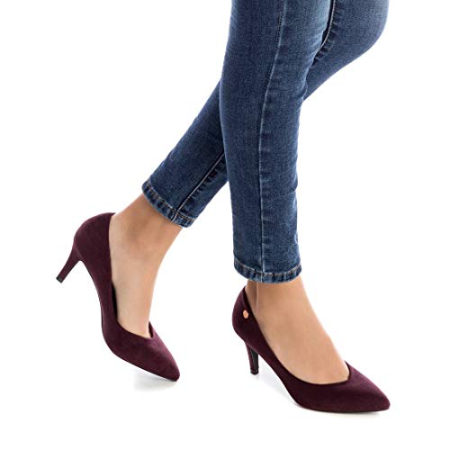 REFRESH - Zapato de salón de Antelina para Mujer - Tacón Fino 7cm - Burdeos - 39 EU