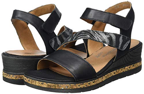 Remonte D3054, Sandalia con Pulsera Mujer, Negro (Schwarz/Schwarz 01), 43 EU