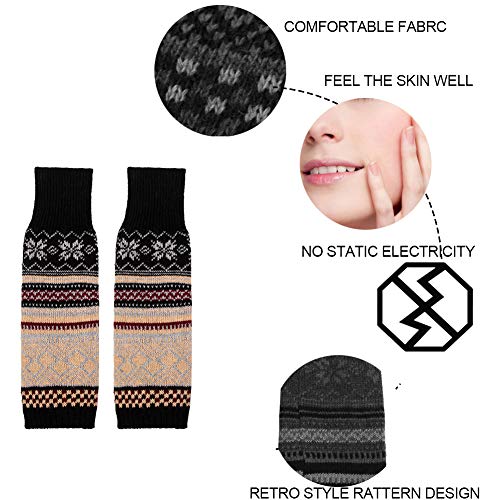 REYOK Calentadores piernas mujer, Calentadores de invierno para mujer Calentadores Calcetines de Pierna Tejidos de Punto de Invierno de Cable Calcetines Largo de Ganchillo