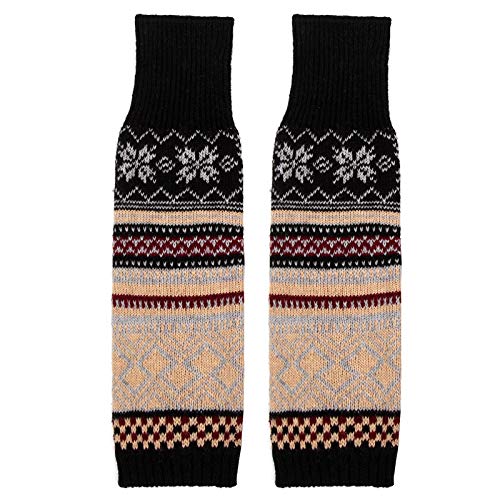 REYOK Calentadores piernas mujer, Calentadores de invierno para mujer Calentadores Calcetines de Pierna Tejidos de Punto de Invierno de Cable Calcetines Largo de Ganchillo