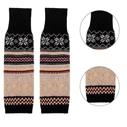 REYOK Calentadores piernas mujer, Calentadores de invierno para mujer Calentadores Calcetines de Pierna Tejidos de Punto de Invierno de Cable Calcetines Largo de Ganchillo