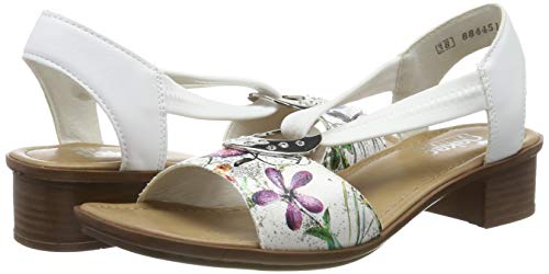 Rieker 62662-92, Sandalias Punta Cerrada Mujer, Multicolor (Ice-Multi/Weiss/Bianco 92), 38 EU