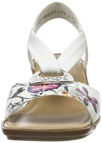 Rieker 62662-92, Sandalias Punta Cerrada Mujer, Multicolor (Ice-Multi/Weiss/Bianco 92), 38 EU