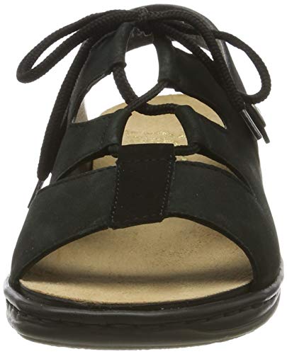 Rieker 64570-00, Sandalias Punta Cerrada Mujer, Negro (Schwarz/Schwarz 00), 37 EU