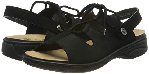 Rieker 64570-00, Sandalias Punta Cerrada Mujer, Negro (Schwarz/Schwarz 00), 37 EU