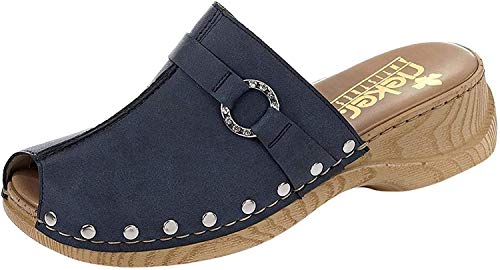 Rieker 65062 Mujer Zuecos de Madera,Zuecos de Madera,Zapatillas,Cuero,Verano,Elegante,de Moda,Fashion,denim/15,40 EU / 6.5 UK
