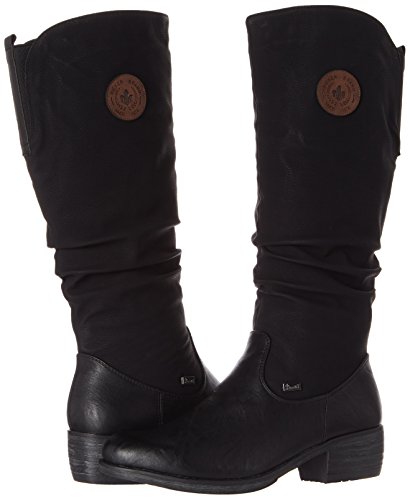 Rieker 93157, Botas Altas Mujer, Negro (Schwarz/Schwarz/Kastanie 00), 36 EU