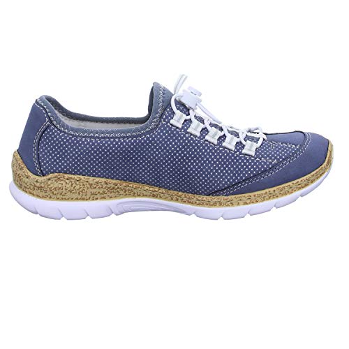 Rieker Frühjahr/Sommer N42M8, Mocasines Mujer, Azul (Jeans/Silber/Bleu-Silver/ 14 14), 37 EU