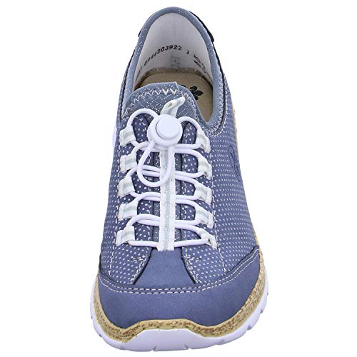 Rieker Frühjahr/Sommer N42M8, Mocasines Mujer, Azul (Jeans/Silber/Bleu-Silver/ 14 14), 37 EU
