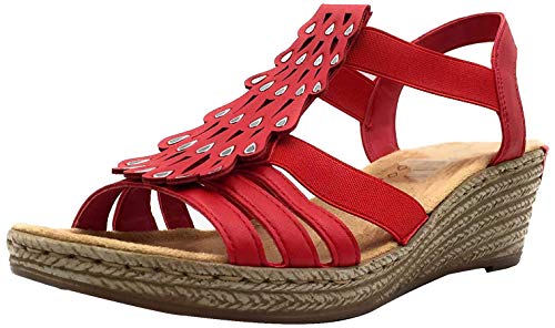 Rieker Mujer 62436 Sandalias de punta cerrada, color Rojo, talla 38 EU