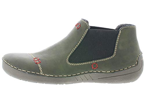 Rieker Mujer Botines 52590, señora Botas Chelsea, Botas,Botas de Media caña,Botines,botín,Slip on,Botines de Invierno,Forrado,Forest,38 EU / 5 UK