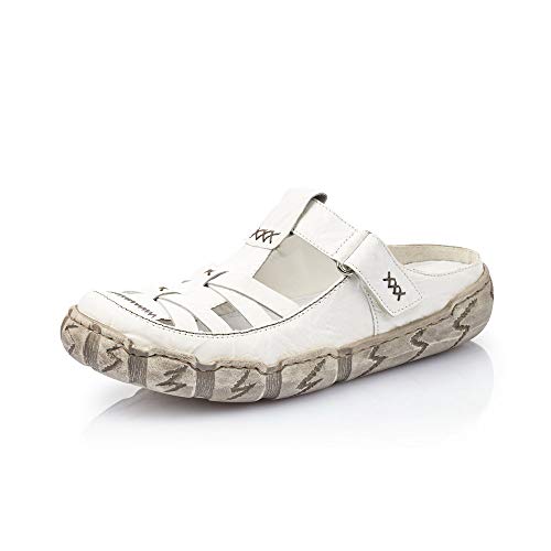 Rieker Mujer Mocasines L0396, señora Zapatilla Deportiva,Calzado de Medio Zapato,Slip-on,Zapato de Ocio,Slip-in Abierto,Weiss,42 EU / 8 UK