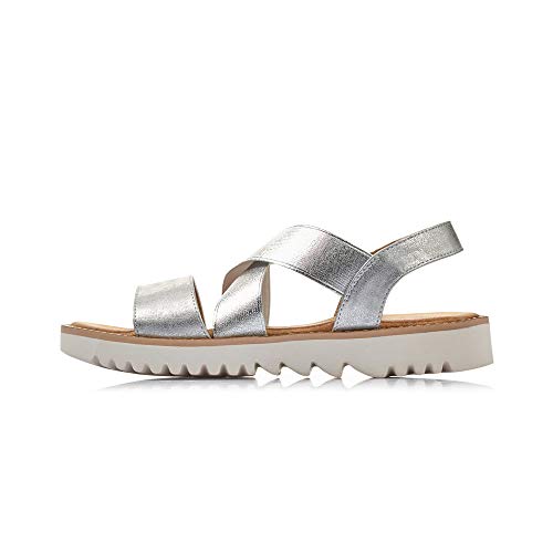 Rieker Mujer Sandalias de Vestir V6463, señora Sandalia de la Plataforma,Zapatos de Verano,cómoda Suela,Suela Gruesa,Silber,37 EU / 4 UK