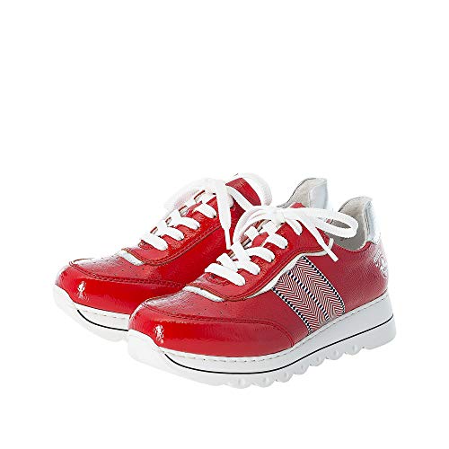 Rieker Mujer Zapatos Bajos L3317, señora Bajo,Plantilla Desmontable,Zapato Deportivo,Plataforma de la Suela,Zapato bajo,Rojo (Rot / 33),37 EU / 4 EU