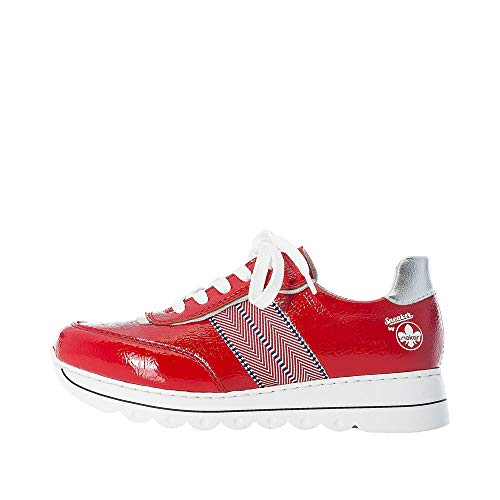 Rieker Mujer Zapatos Bajos L3317, señora Bajo,Plantilla Desmontable,Zapato Deportivo,Plataforma de la Suela,Zapato bajo,Rojo (Rot / 33),37 EU / 4 EU