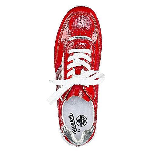 Rieker Mujer Zapatos Bajos L3317, señora Bajo,Plantilla Desmontable,Zapato Deportivo,Plataforma de la Suela,Zapato bajo,Rojo (Rot / 33),37 EU / 4 EU