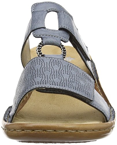 Rieker Mujer Zuecos 60885, señora Mulas, Zapatillas de jardín, Suela de Plataforma,Azur / 12,38 EU / 5 UK