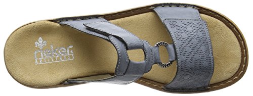 Rieker Mujer Zuecos 60885, señora Mulas, Zapatillas de jardín, Suela de Plataforma,Azur / 12,38 EU / 5 UK
