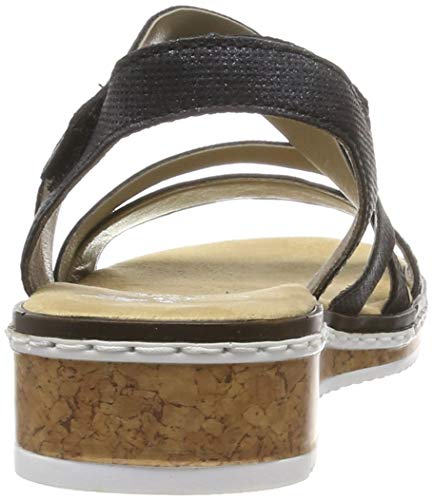 Rieker V3663-00, Sandalias Punta Cerrada Mujer, Schwarz (Schwarz/Nightblue/Schwarz 00), 39 EU