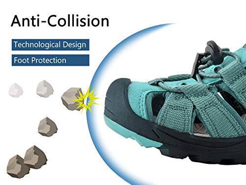 riemot Sandalias Deportivas para Niños, Sandalia para Trekking Verano Zapatillas de Deporte al Aire Libre Zapatos Playa Antideslizantes, para Caminar, Viajar, Senderismo, Correr, Verde 28 EU