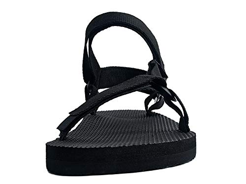 riemot Sandalias Mujer Hombre, Zapatos Verano para Caminar, Sandalias de Senderismo, Trekking, Playa, Casual, Sandalias Deportivas con Tiras, Sandalias de Punta Descubierta, Planas Comodas,W Negro-36
