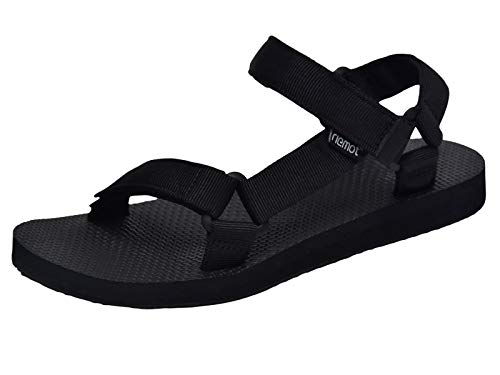 riemot Sandalias Mujer Hombre, Zapatos Verano para Caminar, Sandalias de Senderismo, Trekking, Playa, Casual, Sandalias Deportivas con Tiras, Sandalias de Punta Descubierta, Planas Comodas,W Negro-40