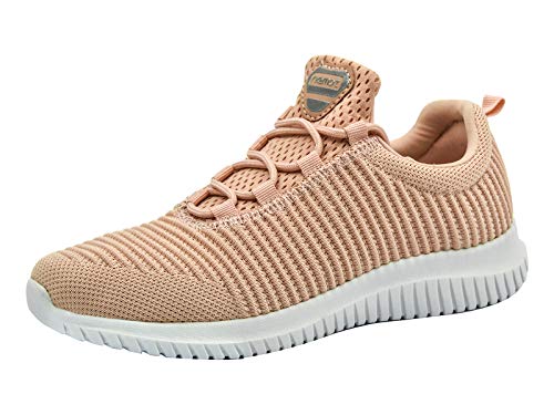 riemot Zapatillas Deportivas de Mujer, Zapatos para Correr Deporte al Aire Libre Running Fitness Gimnasio Súper Ligeras y Transpirables Sneakers Calzado Casual, Rosa EU 40