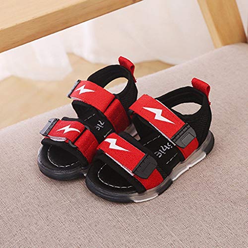 riou Unisex Niños Sandalias Verano relámpago LED luz Deportes Playa Zapatos Sandalias Ligero y cómodo Linda de Dibujos Animados Playa Sandalias Velcro 21-30