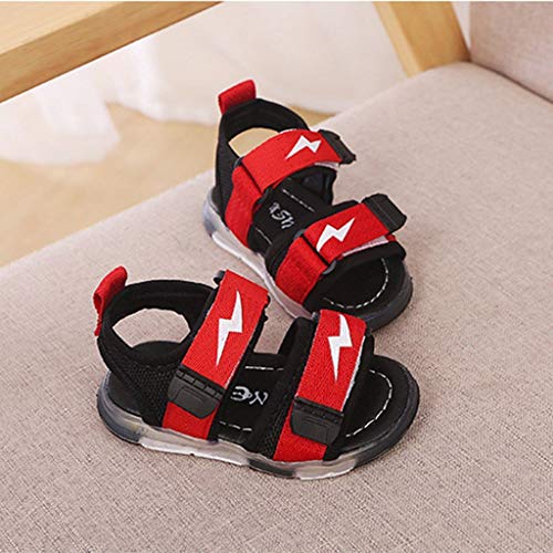 riou Unisex Niños Sandalias Verano relámpago LED luz Deportes Playa Zapatos Sandalias Ligero y cómodo Linda de Dibujos Animados Playa Sandalias Velcro 21-30