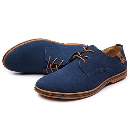 riou Zapatos Casuales de Hombre con Cordones Zapatos de Negocios Zapatos Oxford Moda Cuero Sólido Sneakers Negro Azul Gris Blanco 38-44