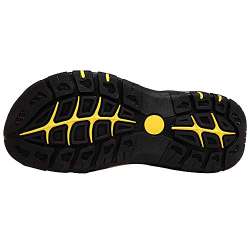 Rismart Hombre Punta Cerrado Gancho y Bucle Al Aire Libre Excursionismo Cuero Zapatos Sandalias y Chanclas SN1505(Marrón,43 EU)