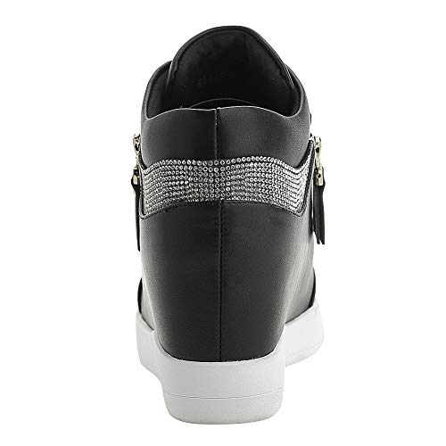 rismart Mujer Cuña Plataforma Botín Elegante Deportivos Zapatillas Zapatos SN15018(Negro,34 EU)