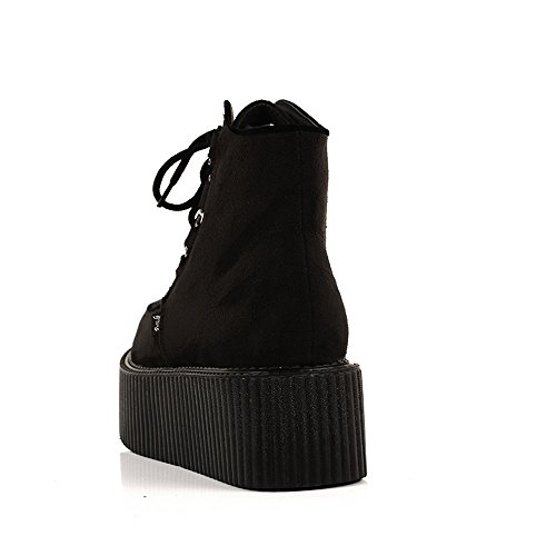 RoseG Mujer Polacchine Zapatos Plataforma Botas Cordones Negro Size38