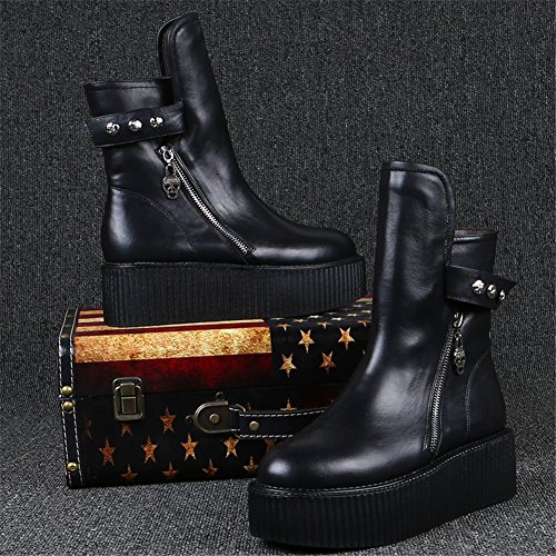 RoseG Mujer Zapatos Punk Creepers Plataforma Botas Black Negro Size37