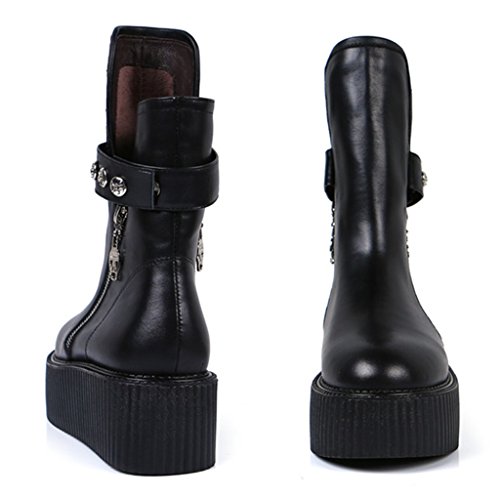 RoseG Mujer Zapatos Punk Creepers Plataforma Botas Black Negro Size37