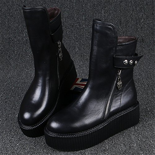 RoseG Mujer Zapatos Punk Creepers Plataforma Botas Black Negro Size37