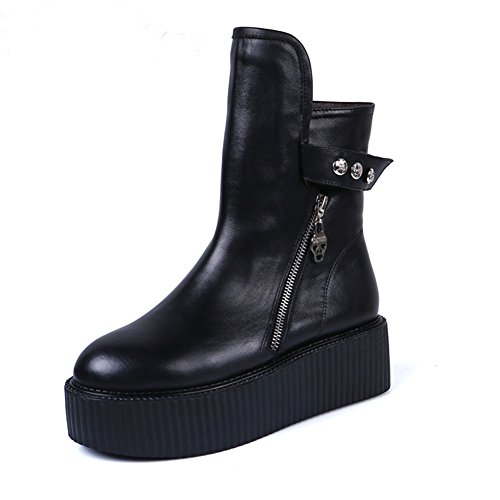 RoseG Mujer Zapatos Punk Creepers Plataforma Botas Black Negro Size37