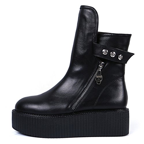 RoseG Mujer Zapatos Punk Creepers Plataforma Botas Black Negro Size37