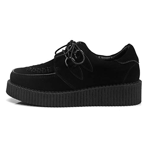 RoseG Zapatos de mujer Oxfords de piel con cordones, plataforma Derby Creepers, color Negro, talla 36 EU