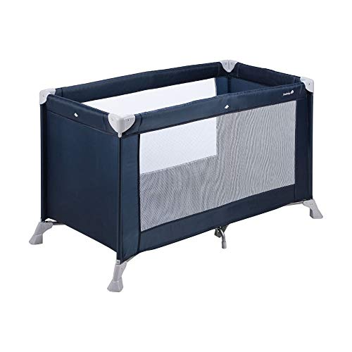Safety 1st Soft Dreams Cuna de viaje plegable y portátil, adecuada para viajar, para bebés y niños 0 meses - 3 años, plegado compacto con bolsa de transporte, color Navy Blue