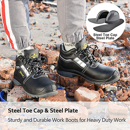 SAFEYEAR Botas de Seguridad Resistentes para Hombre 8027 Site Safety Shoes, S3 Botas de Trabajo SRC Altas con Cordones para Hombre y Mujer