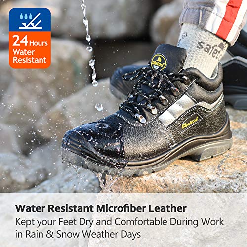 SAFEYEAR Botas de seguridad resistentes para hombre 8350 Site Safety Shoes con puntera compuesta, S3 botas de trabajo SRC altas con cordones para hombre y mujer, zapatos de seguridad 4E de ajuste anch