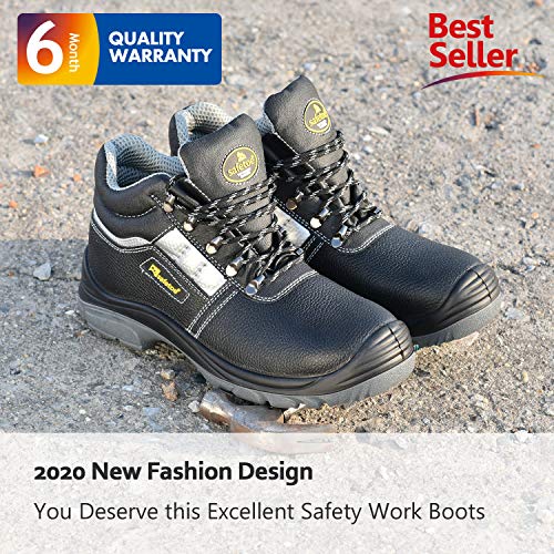 SAFEYEAR Botas de seguridad resistentes para hombre 8350 Site Safety Shoes con puntera compuesta, S3 botas de trabajo SRC altas con cordones para hombre y mujer, zapatos de seguridad 4E de ajuste anch