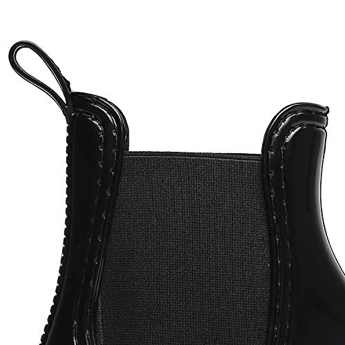 SAGUARO Botas de Lluvia Mujer Botas Goma Antideslizante Botas para Agua Moda Botines Chelsea Boots Planas Impermeable Rain Boot, Negro 37