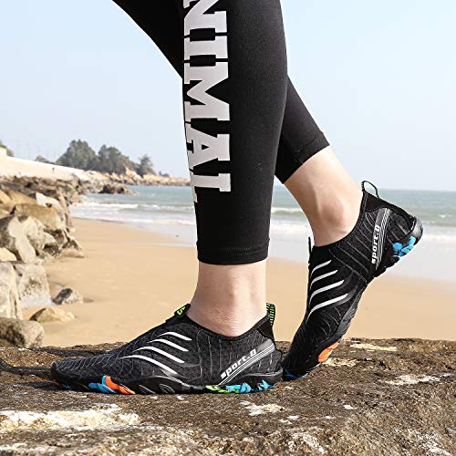 SAGUARO Escarpines Hombre Mujer Agua Calzado Playa Zapatillas para Deportes Acuáticos Buceo Snorkel Surf Natación Piscina Vela Mares Rocas Río Zapatos, Blanco 43