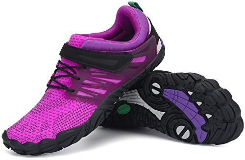 SAGUARO Hombre Mujer Zapatillas de Training Yoga Entrenamiento Gym Interior Transpirables Zapatos Correr Barefoot Resistentes Comodas Zapatos Gimnasio Asfalto Playa Agua Exterior(058 Púrpura, 39 EU)